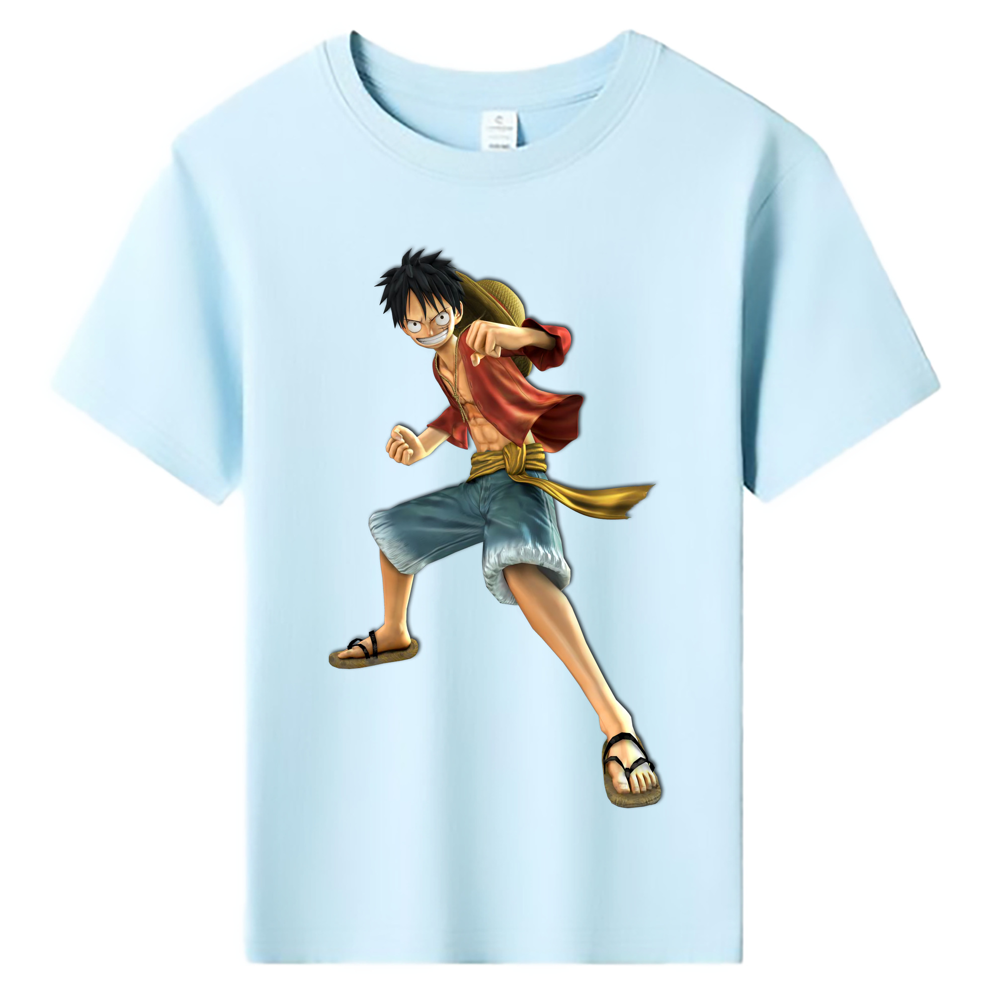 ワンピース モンキー・D・ルフィ ONE PIECE Monkey D. Luffy 綿100％キッズTシャツ（フロントプリント）